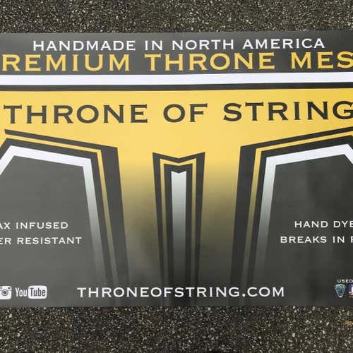 Throne of String promotional banner. Approximately 2' x 5'.