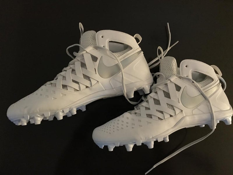Nike Huarache V Lacrosse Cleats-Wht/Silver-Size 13