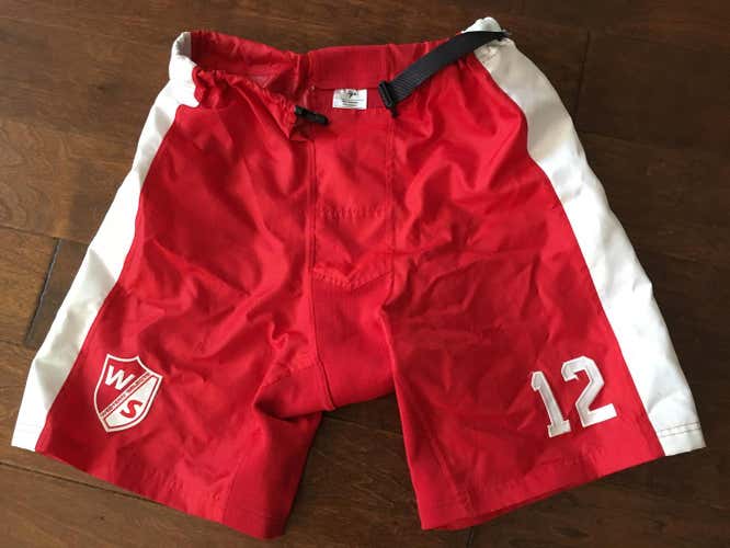 Hockey Pant Shell, Men's Medium (46), Red w white stripe.