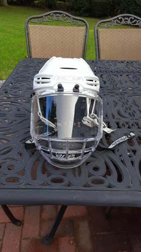 White Medium Re-Akt 100 Helmet with a Concept Three Face Shield