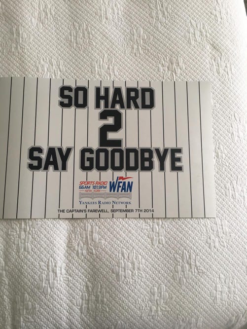 RARE Derek Jeter Farewell sign New York Yankees WFan