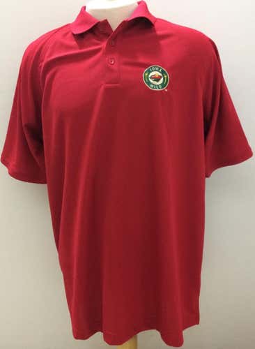 Iowa Wild Chestnut Hill Polo Collared Shirt Red Men's Large L 9377"