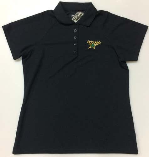 Antigua Dallas Stars Women's Polo Shirt Short Sleeve Black Large L 8504