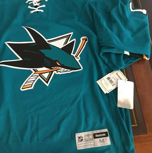 Reebok Men's San Jose Sharks Joe Thorton  Premier Jersey Teal Medium new w/tags
