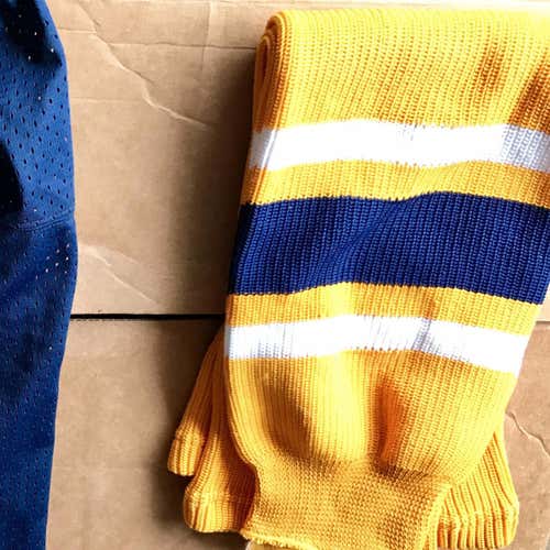 Knit Hockey Socks - Sr. (yellow/Navy/White)