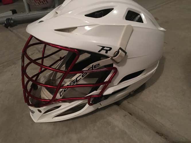 Cascade R Lacrosse Helmet (white with red chrome facemask)