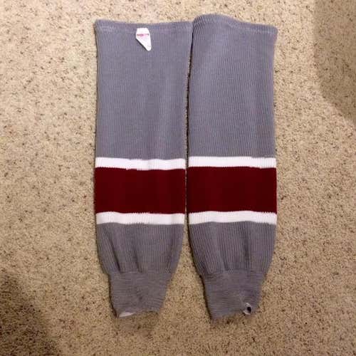 Gray Maroon Hockey Socks Large 28"