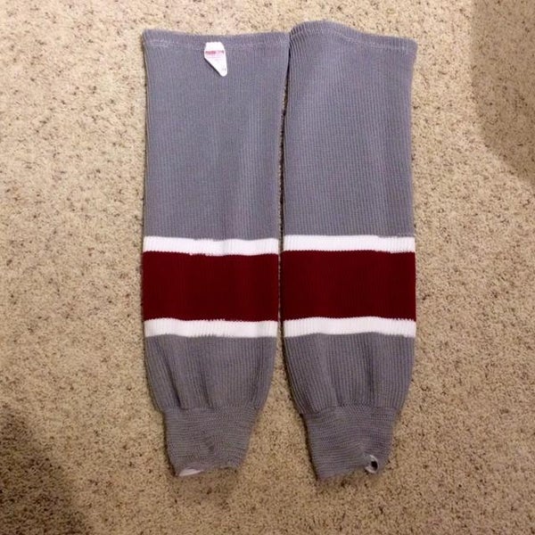 Gray Maroon Hockey Socks Large 28"