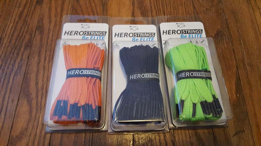 New - 3 Packs of Hero Strings - Orange, Navy, Neon Green
