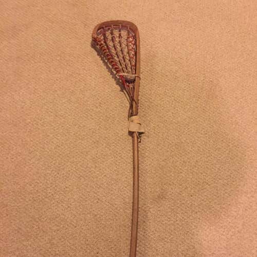 Rare 1960s Gros-Louis Traditional Wood Lacrosse Stick Leather And Gut Sidewalk