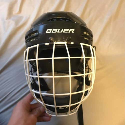 Bauer Hockey Helmet With White CCM Cage