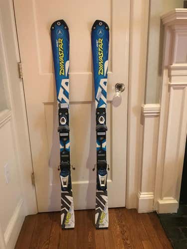 New Dynastar Skis w/ Bindings, 132 cm. Junior blue slalom racing skis