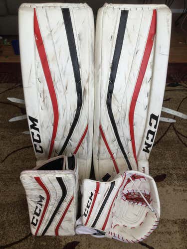 Canadian Made Pro Return CCM Premier Goalie Pads, Glove, and Blocker - 35+1.5