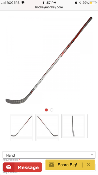 New Bauer Vapor 1X Stick Righty Mid 86 - 90 Senior