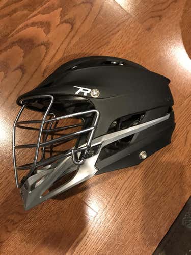 matte black and grey cascade R lacrosse helmet