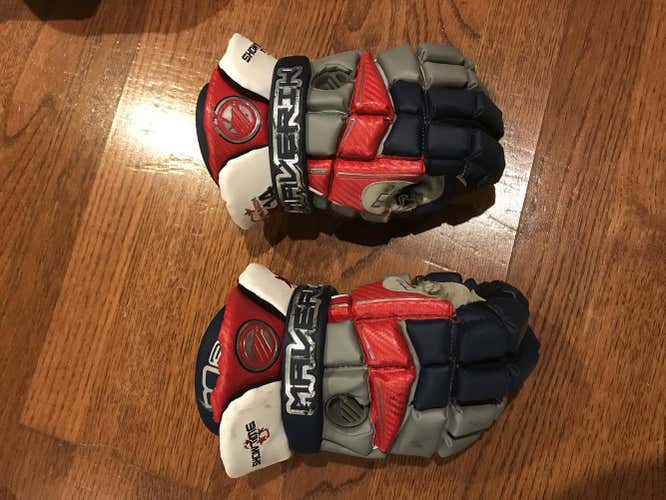 Maverik M3 Gloves, red white blue gray