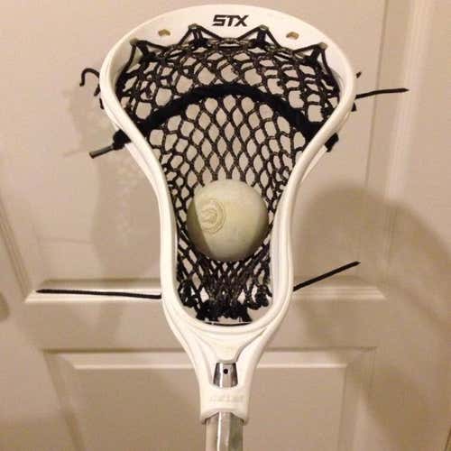 STX Stallion White Strung With Black Mesh High Pocket