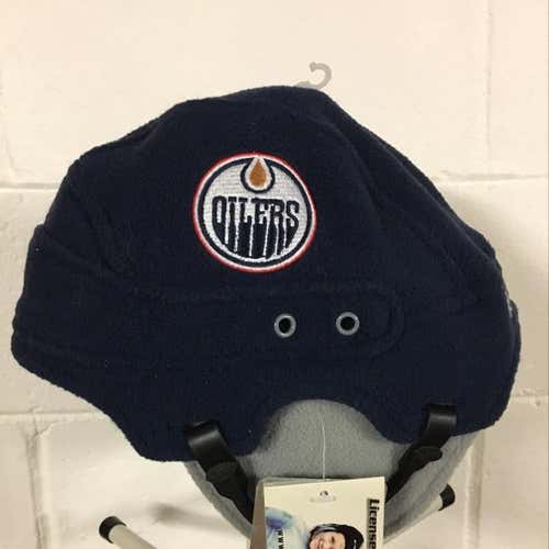 Brand New Edmonton Oilers Adult Fleece Pond Hockey "Helmet" Hat