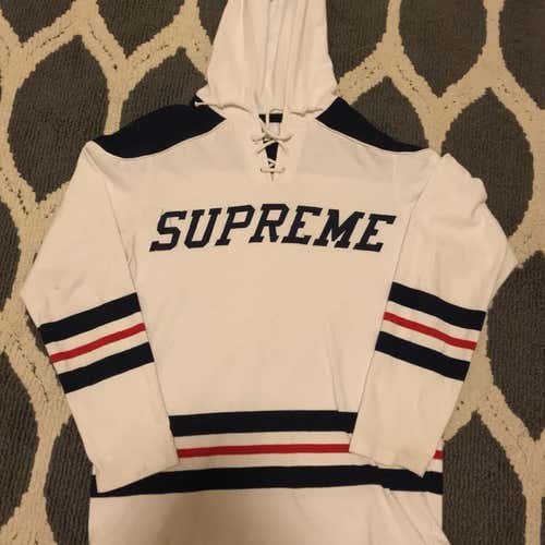 SUPREME Hooded Hockey Jersey White M/L