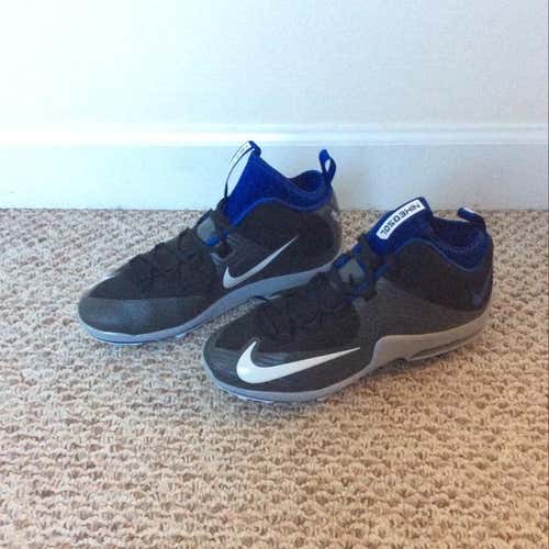 New Nike MVP Elite Black Blue Metal Baseball Cleats Size 9