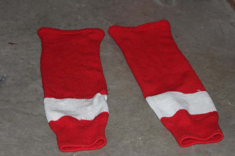 CCM 28 Inches - White and Red Hockey Socks - Good Condition!