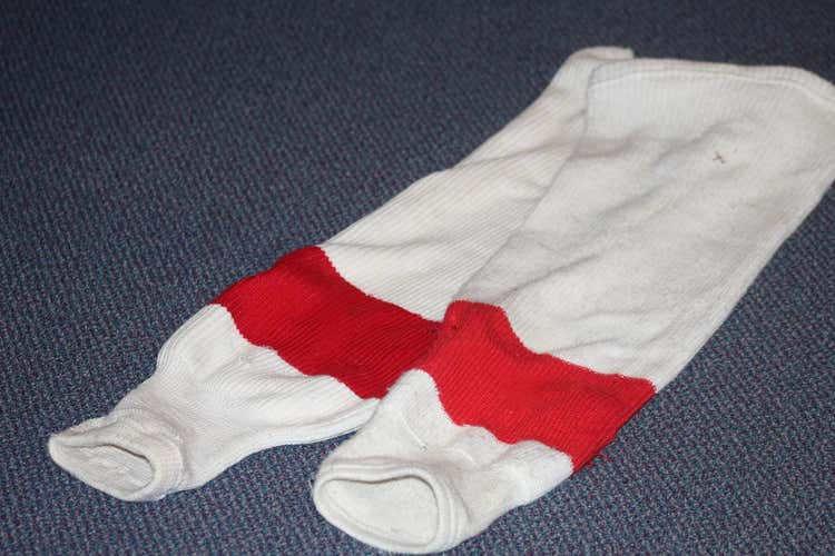 CCM White and Red Hockey Socks - 28 Inches