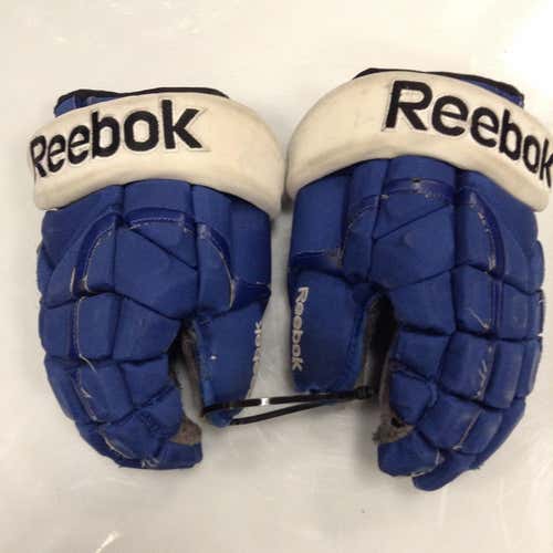 REEBOK 11KP PRO STOCK CUSTOM HOCKEY GLOVES 13" SYRACUSE CRUNCH AHL USED #63 2693