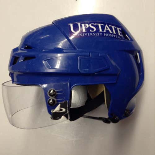 CCM VECTOR VO8 PRO STOCK HOCKEY HELMET ROYAL BLUE MEDIUM SYRACUSE CRUNCH #16 AHL 2051