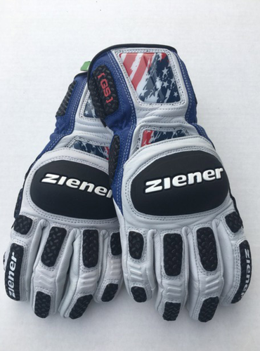 New Large 9 Ziener Giant Slalom Race Glove - Red, White & Blue 909.834