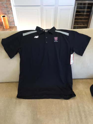 New Harvard Hockey New Balance Team Issued Polo Medium