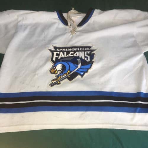 Game-Worn Vintage Springfield Falcons Jersey XXL Slim-Tapered-Cut AHL White Home