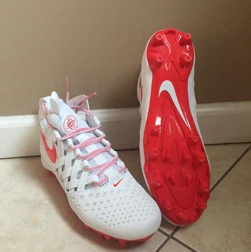Brand New Nike Hurache V Lax Cleats - White/Crimson