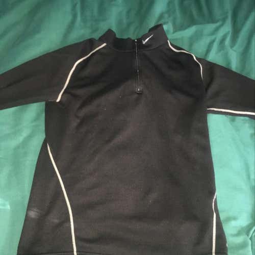 Vintage Nike Worn Warm Men’s Small Mock Waffle-Print 1/4 Zip Jacket Black