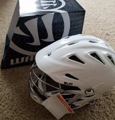 Warrior EVO Adult Helmet, new with tags, size L/XL, white with chrome