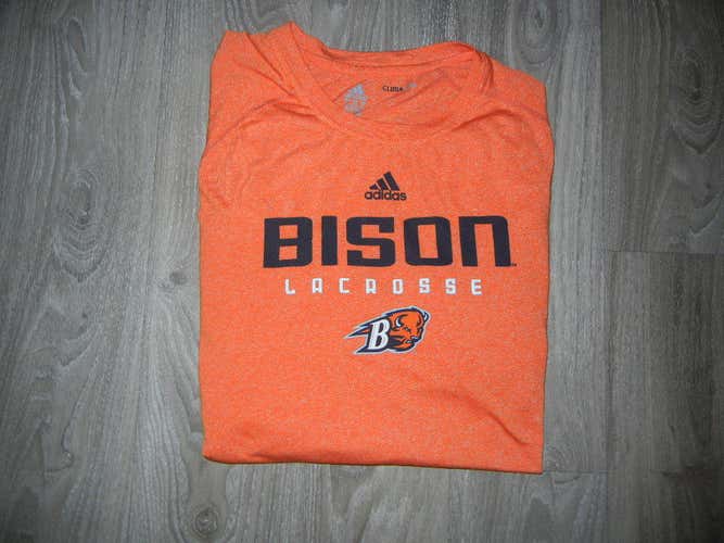 Bucknell Lacrosse Mens Long Sleeve Shooting Shirt Sz 2XL Orange Bison Logo
