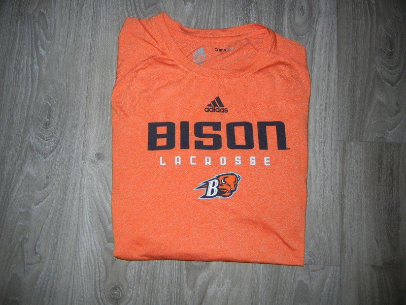 Bucknell Lacrosse Mens Long Sleeve Shooting Shirt Sz 2XL Orange Bison Logo