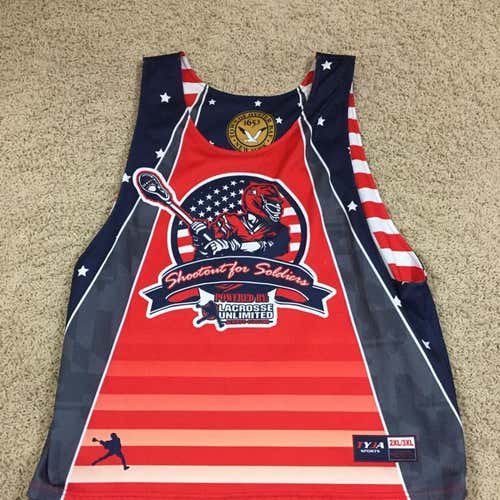 Shoot Out For Soldier Mens American Flag Lacrosse Pinny Sz 2XL