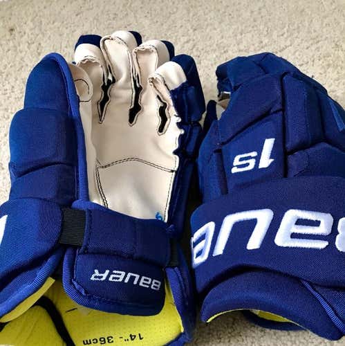 NHL PRO STOCK BAUER 1S 14” HOCKEY GLOVES DEL ZOTTO CANUCKS - RARE