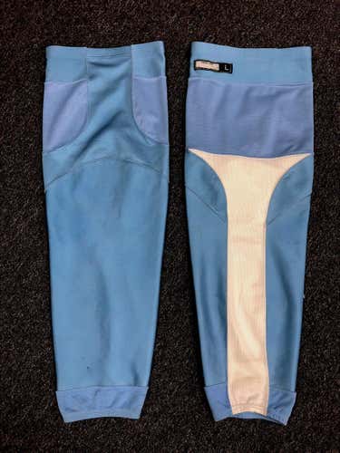 Reebok Edge Large Pro Stock Practice Socks - Light Blue with white calf stripes