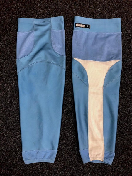 Reebok Edge Large Pro Stock Practice Socks - Light Blue with white calf stripes