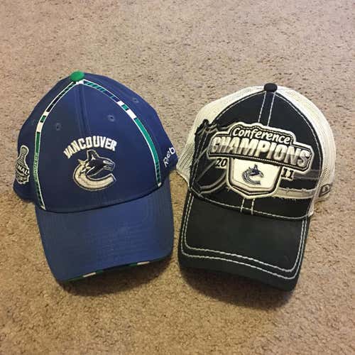 (2) Vancouver Canucks Stanley Cup Reebok Hats