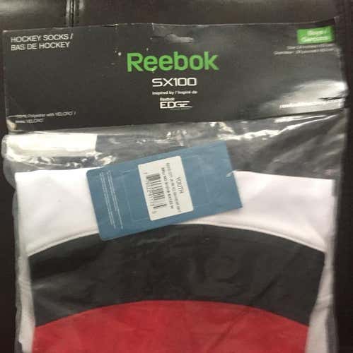 Reebok SX100 Hockey Socks - 2 Pairs Home & Away - Ottawa Senators - Boys 24 Inches