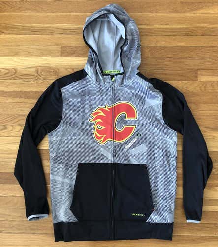 Calgary Flames Reebok Warm-Up Hooded Sweatshirt