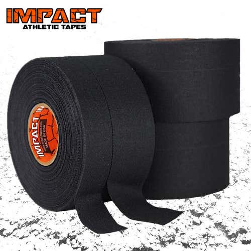 IMPACT Athletic Tape - BLACK Split Athletic Tape (Pre-Cut 1", .5") 1.5" x 15 yards total (3 ROLLS)