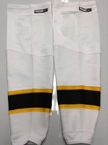 REEBOK EDGE CUSTOM HOCKEY SOCKS WHITE PRO STOCK NHL X-LARGE PLUS XL+ BOSTON BRUINS NEW 2267