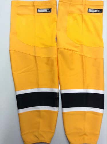REEBOK EDGE CUSTOM HOCKEY SOCKS GOLD PRO STOCK NHL X-LARGE XL BOSTON BRUINS NEW (2) 2262