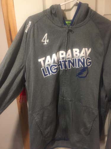 Tampa Bay Lighting Zip up Hoodie - Player Issued #4 Lecavlier Reebok Speedwick size XL