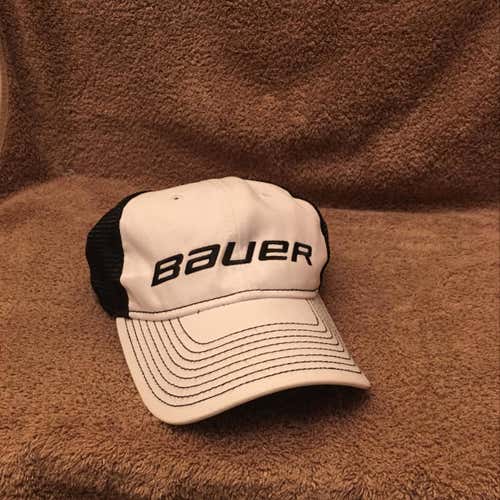 Bauer White with Black Mesh Adjustable Velcro Strap