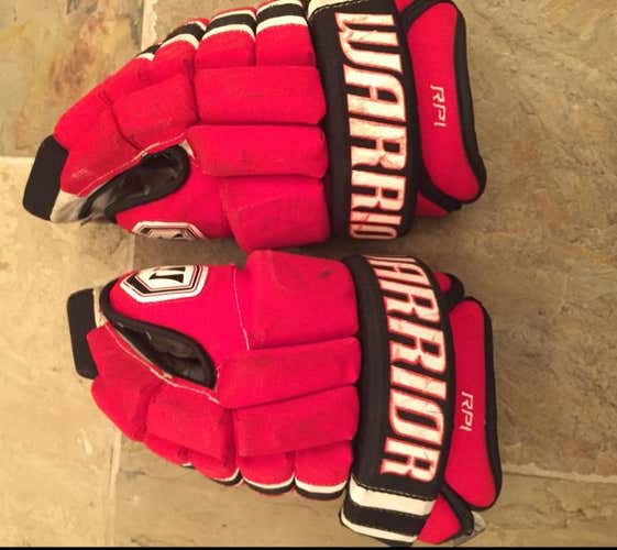 Warrior 14” Franchise Hockey Gloves - RPI College - New Jersey Devils Colorway - Made In Canada