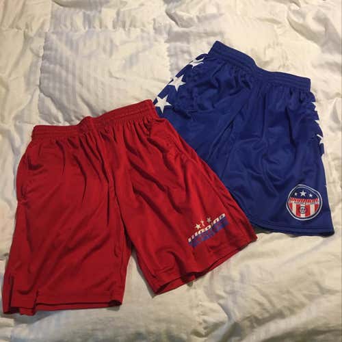 Lot Of 2 Warrior All America Games Shorts Adult Med Hand Pockets